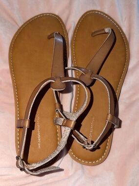 Amazon Essentials Brown Thong Sandals 10W Wide NWOT